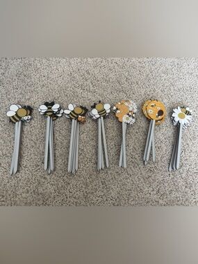 Bee Theme Wooden Party Picks